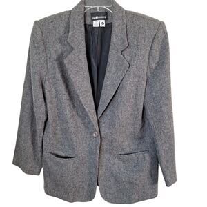 Vintage 90s Sag Harbor Gray Wool Blend Blazer Jacket Women Size 12